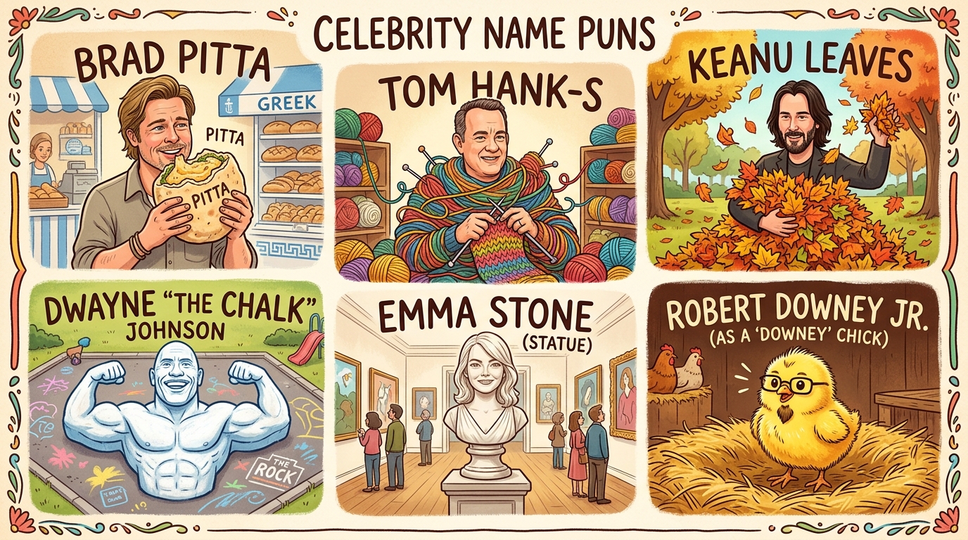 220+ Funny Celebrity Name Puns That Are Famous for Laughs ๐