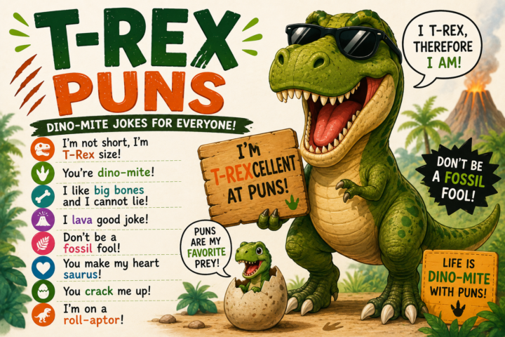 Funny 182 T-Rex Puns That Are Dino-Mite and Roar-Some ๐ฆ๐2026