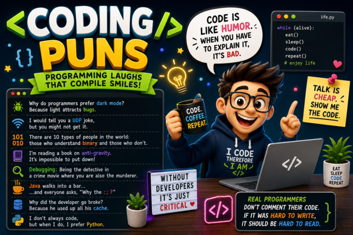 Funny 182 Coding Puns That Will Make You LOL & Debug Your Mood ๐ป๐2026